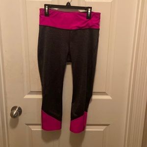 Pink and gray capri high waisted leggings